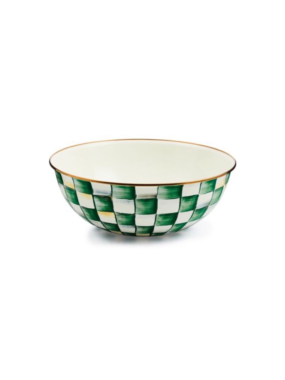 MacKenzie Childs EXTRA LARGE Emerald Green & White Check Serving Bowl